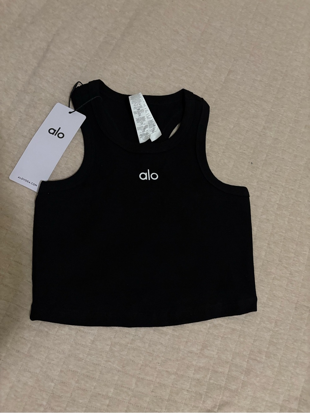 ALO Yoga Black Ribbed Crop Tank